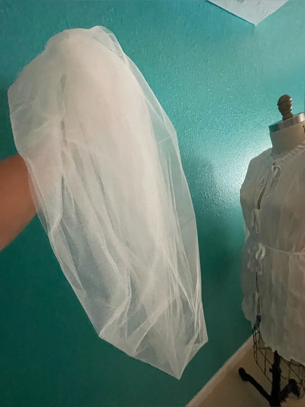 Double Bubble veil 30 inch Ivory